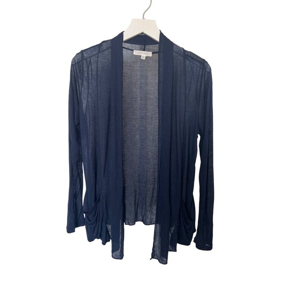 Active Basic Navy Open Front Lightweight Cardigan - Picture 2 of 5